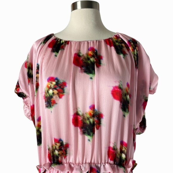 Adam Lippes Ruffle Floral Dress Pink Silk Midi - Picture 7 of 15